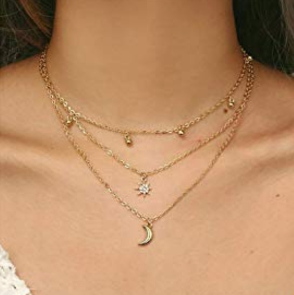 3/$21 Moon Sun Star Layered Necklace - Picture 2 of 5